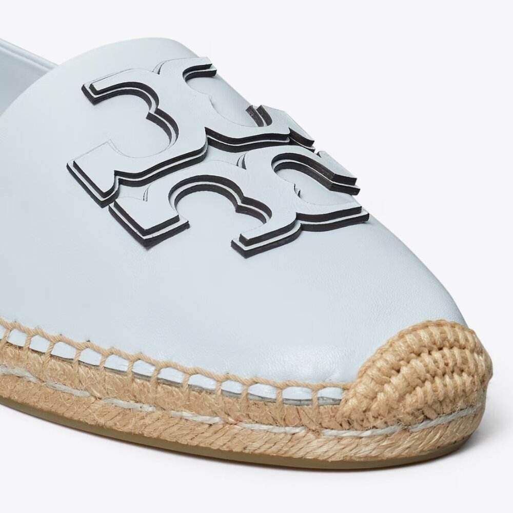 Tory Burch $228 Ines Espadrille Flats Pale Icy Blue Leather 9.5 10 - Picture 6 of 8